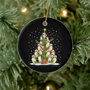 Cute Penguin Christmas Tree Funny Holiday Ceramic Ornament