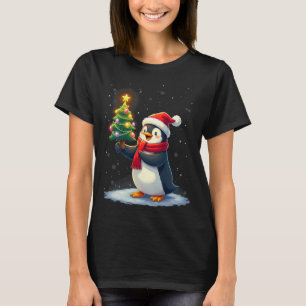 Cute Penguin Christmas Tree Pajama Girls Boys Funn T-Shirt