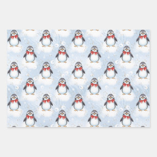Cute Penguin Christmas  Wrapping Paper Sheet