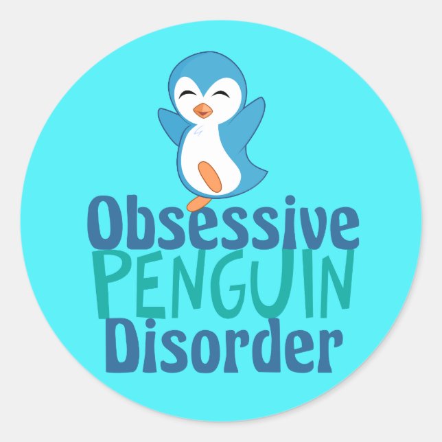 Cute Penguin Classic Round Sticker (Front)