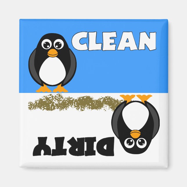 Cute Penguin Clean / Dirty Dishwasher Magnet (Front)