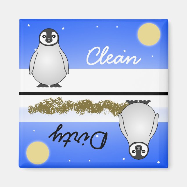 Cute Penguin Clean / Dirty Dishwasher Magnet (Front)