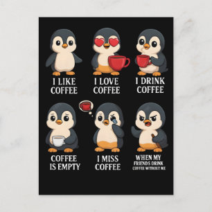 Cute Penguin Coffee Lover Emotions For Every Mood Holiday Postcard