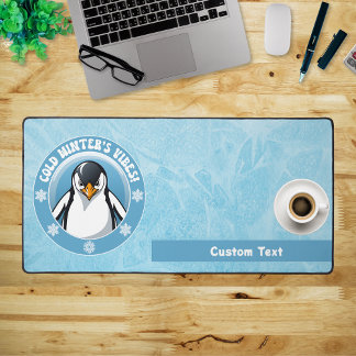 Cute Penguin, Cold Winter's Vibes Desk Mat