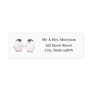 Cute Penguin Couple Custom Mailing Return Address Label