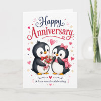 Cute Penguin Couple Happy Anniversary
