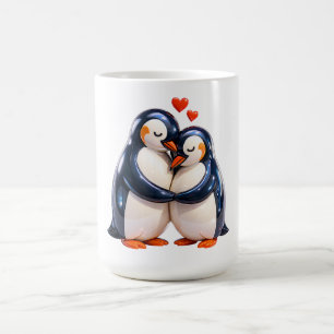Cute Penguin Couple Illustration Coffee Mug