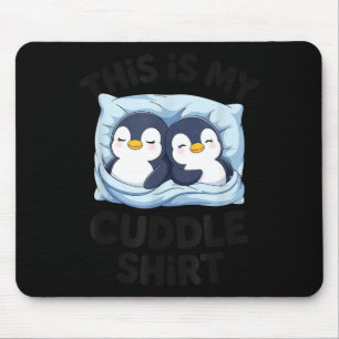 Cute Penguin Cuddle Cozy Sleep Matching Couple  Mouse Pad