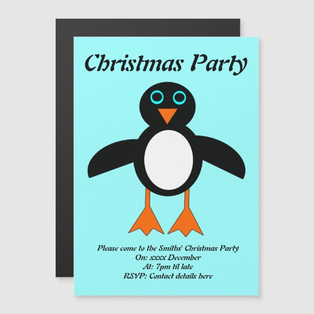Cute Penguin Custom Party Invite (Front/Back)