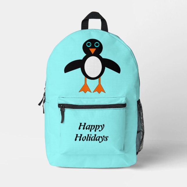 Cute Penguin Custom Printed Backpack (Front)