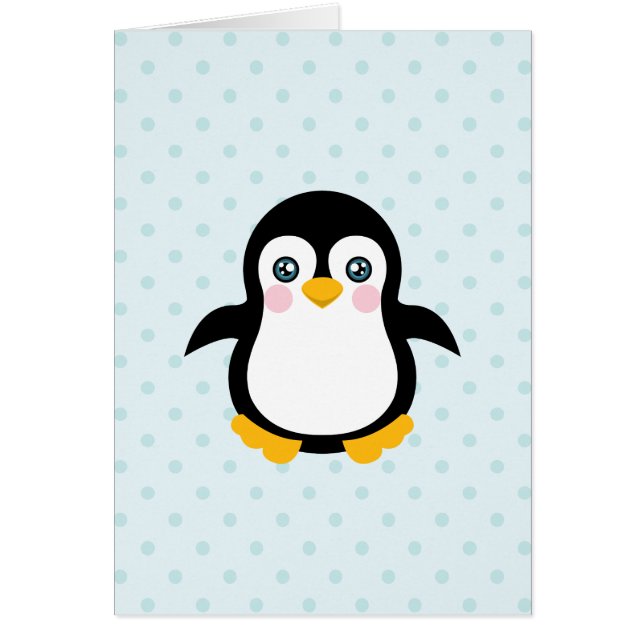 Cute Penguin Design Blue Polka Dot Background (Front)