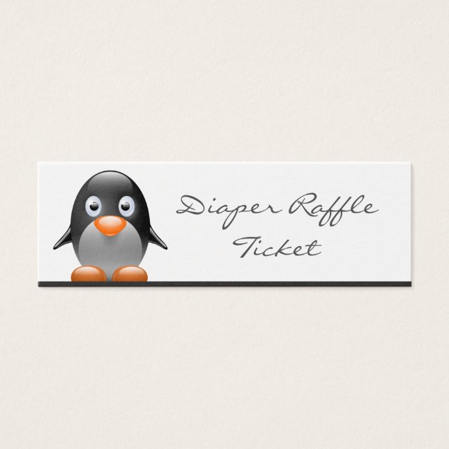 Cute Penguin Diaper Raffle Ticket - Skinny Card (Front)