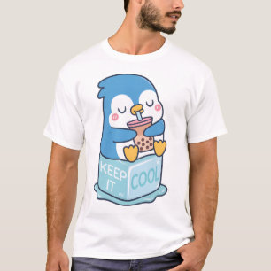 Cute Penguin Drinks Boba Tea Keep It Cool T-Shirt