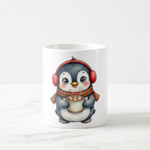 Cute Penguin Earmuffs Hot Cocoa Christmas Mug