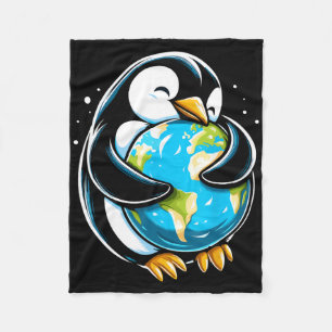 Cute Penguin Earth Day Funny Animal Earth Day Envi Fleece Blanket