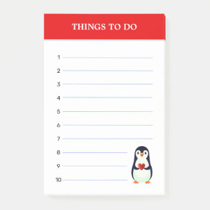 Cute Penguin & Editable Things To Do Notes