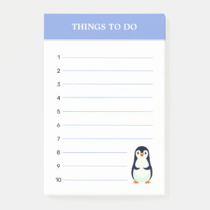 Cute Penguin & Editable Things To Do Notes
