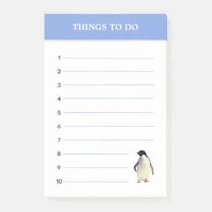 Cute Penguin & Editable Things To Do Post-it Notes