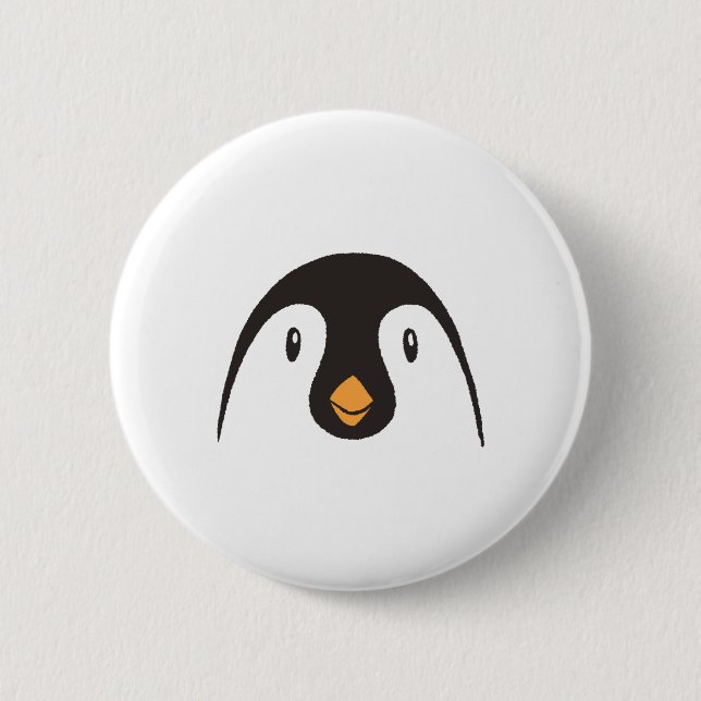 Cute Penguin Face 6 Cm Round Badge (Front)
