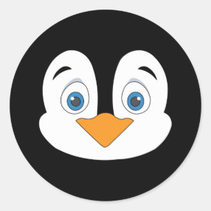 Cute Penguin Face Classic Round Sticker