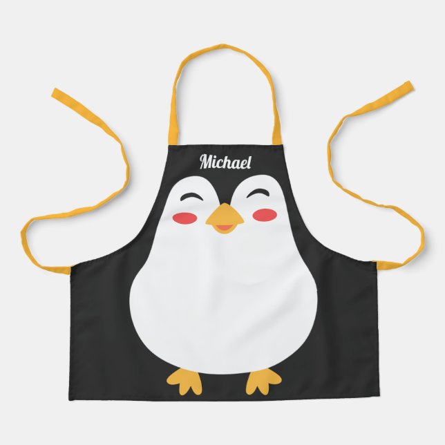 Cute Penguin Face for Kids All-Over Print Apron (Front)