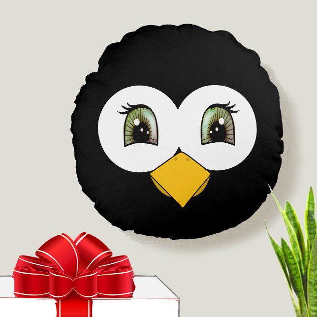 Cute Penguin Face Round Cushion (Creator Uploaded)