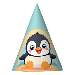 Cute Penguin Face safari zoo ice Birthday Party Hat