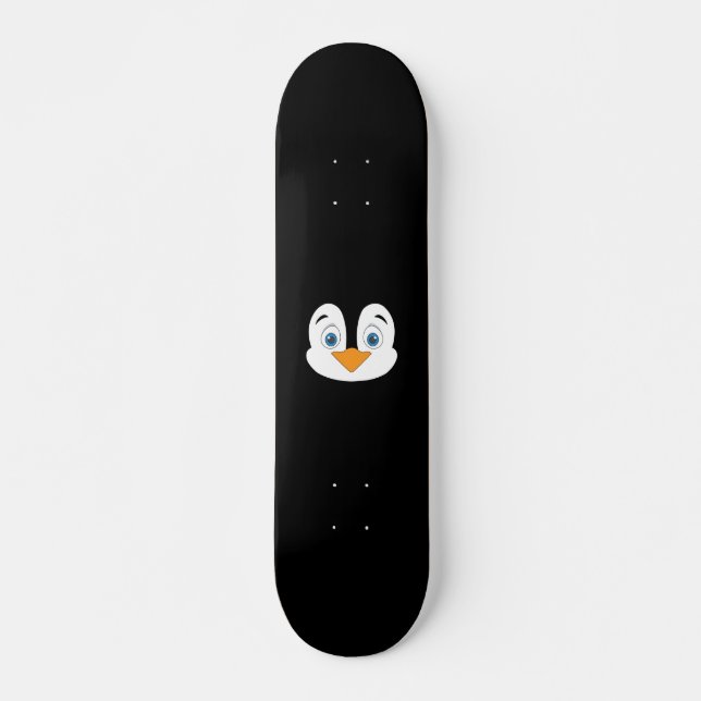 Cute Penguin Face Skateboard (Front)