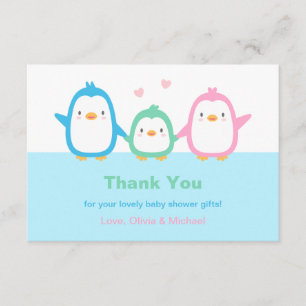 Cute Penguin Family Baby Shower Thank You Cards