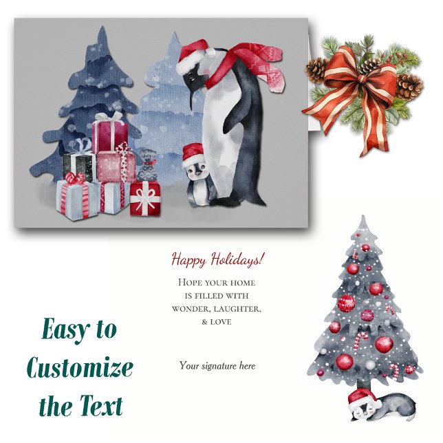 Cute Penguin Family Christmas Card (Creator Uploaded)