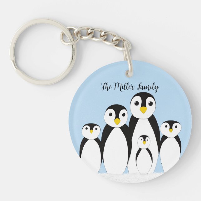 Cute Penguin Family Key Ring (Front)