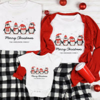 Cute Penguin Family Name Christmas