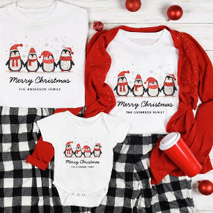 Cute Penguin Family Name Christmas T-Shirt