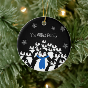 Cute Penguin Family Personalised Ceramic Ornament