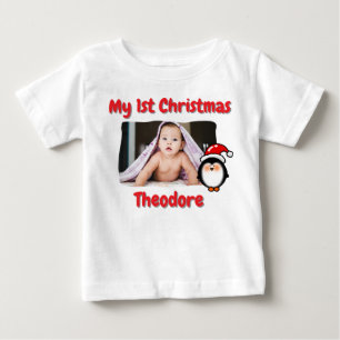 Cute Penguin First Christmas Personalised Baby T-Shirt