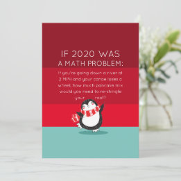 Cute Penguin Funny 2020 Math Quote Holiday Card