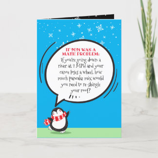 Cute Penguin Funny 2021 Math Problem  Holiday Card