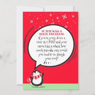 Cute Penguin Funny 2021 Math Problem  Holiday Card