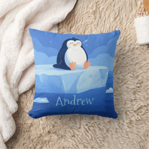 Cute Penguin Gift, Personalized Penguin Cushion