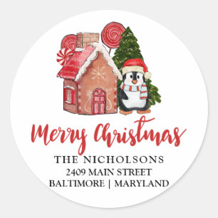 Cute Penguin Gingerbread   Return Address Label