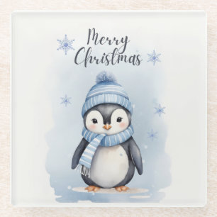 "Cute Penguin" Glass Coaster