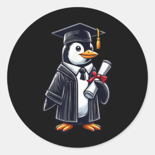 Cute Penguin Graduation  Classic Round Sticker