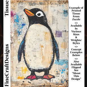 Cute Penguin, Grungy Paper Collage DJ1L Decoupage