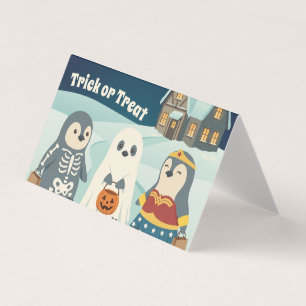 Cute Penguin Halloween Trick or Treat Card Pack