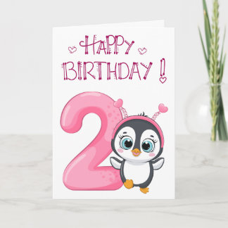 Cute Penguin Happy 2nd Birthday Card