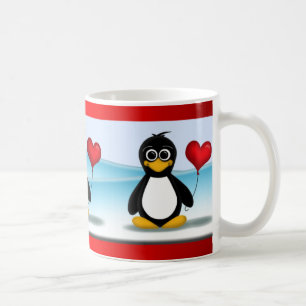 Cute Penguin Heart Balloon Valentine's Day Mug