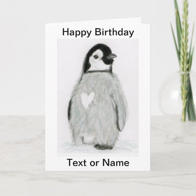 CUTE PENGUIN HEART BIRTHDAY CARD DAUGHTER ETC. (Front)