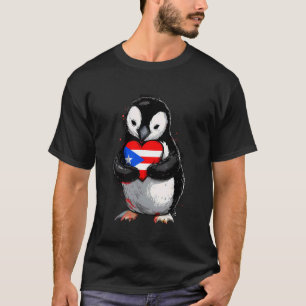 Cute Penguin Heart Puerto Rican Flag Boricua Puert T-Shirt