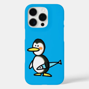 Cute Penguin Holding a Blue Fish iPhone 16 Pro Case