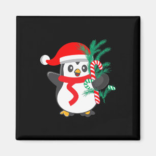 Cute Penguin Holding A Candy Cane Christmas Animal Magnet